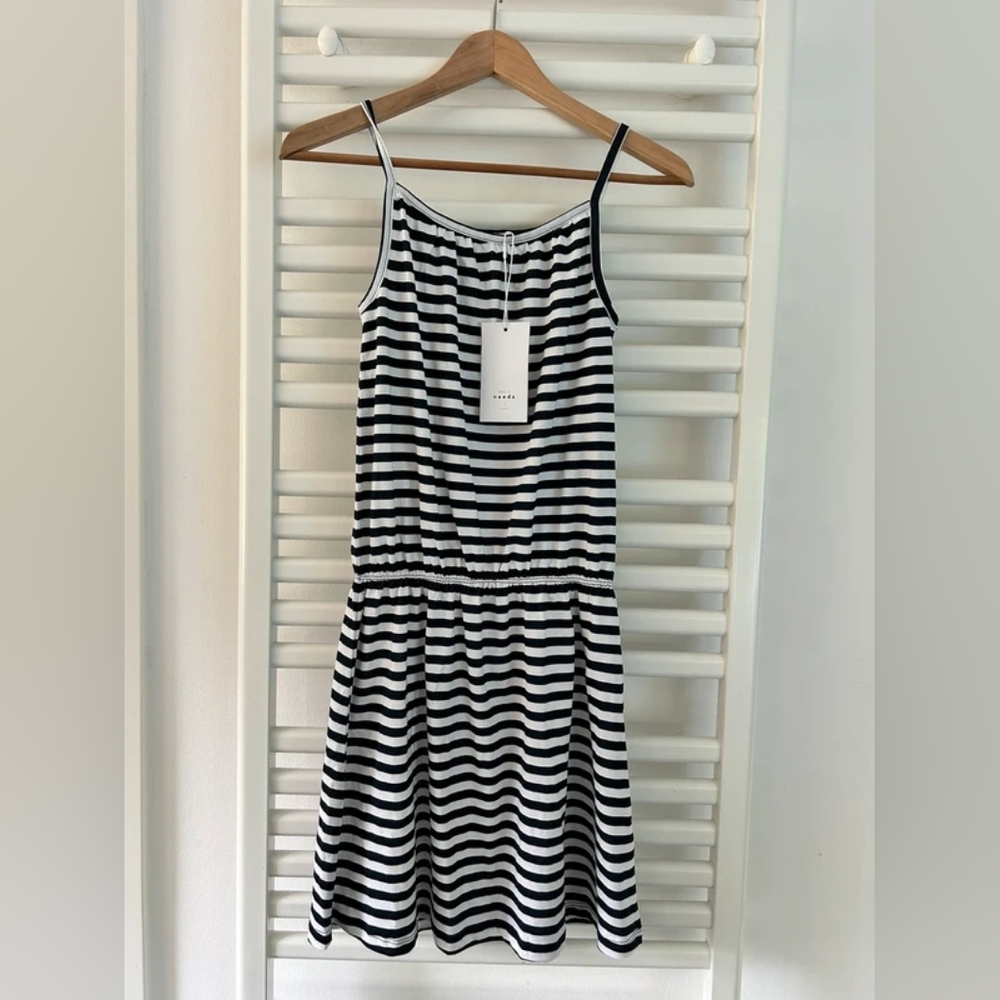 ba&sh Black and White Striped Midi Dress